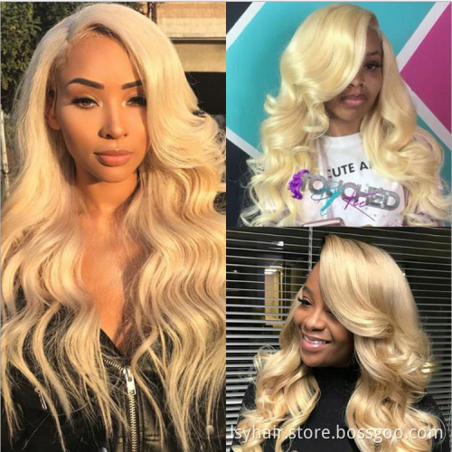 Remy 613 Full Lace Wig Virgin Human Hair, Body Wave Transparent Swiss Lace Full Lace Wig Blonde Colour #613 For Black Women